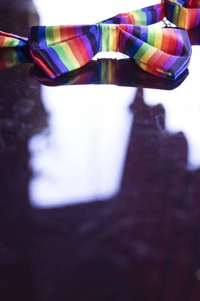 Gay Lesbianas Lgbt Derechos Homosexual Orgullo Bandera Pajarita Con Arco —  Fotos de Stock