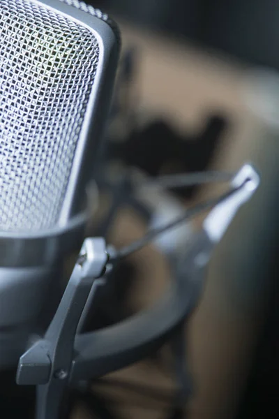 Geluid Opname Studio Groot Membraan Stem Microfoon Voor Voiceover Zingen — Stockfoto