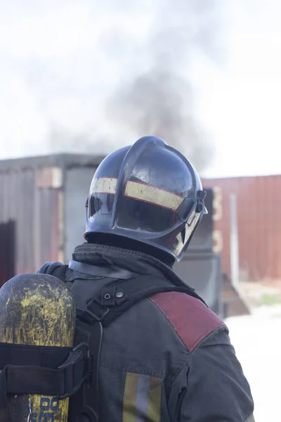 Bombero estación de entrenamiento contra incendios taladro —  Fotos de Stock