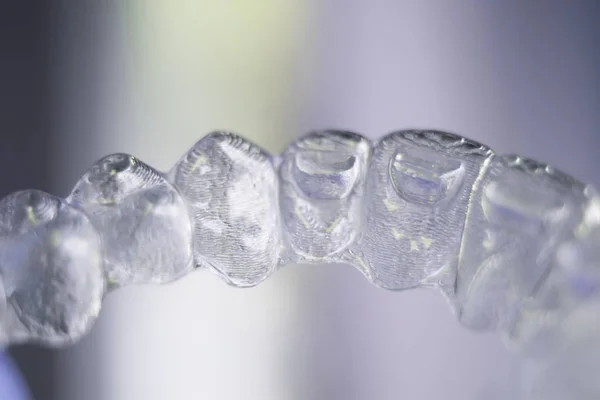 Invisible dental teeth aligners — Stock Photo, Image