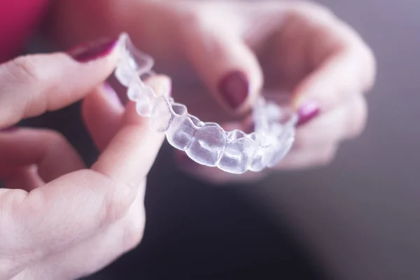 Clear dental teeth retainers — Stock Photo, Image