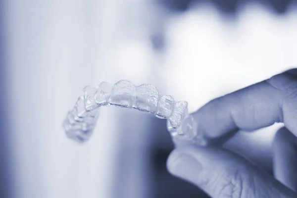 Invisible dental teeth aligners — Stock Photo, Image