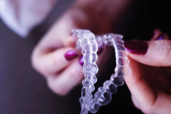 Clear dental teeth retainers — Stock Photo, Image