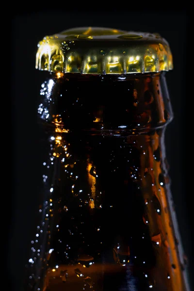 Ice beer bottle with lid close-up