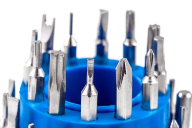 Tornavida bitleri için kafa seti Takımlar toplama , yakın çekim, seçici odak.