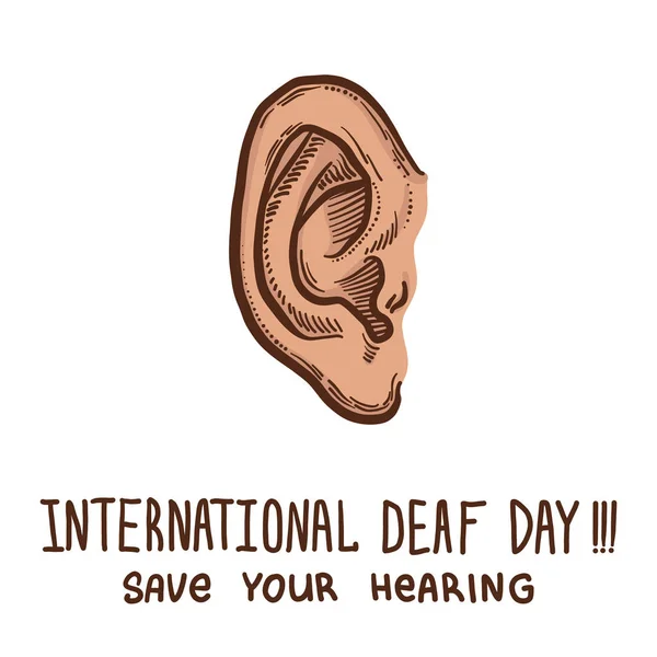 Mezinárodní ucho den ochranu koncept pozadí, ručně tažené stylu — Stockový vektor