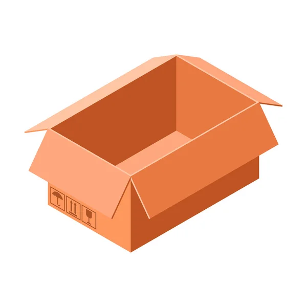 Open kartonnen doos icoon, isometrische stijl — Stockvector