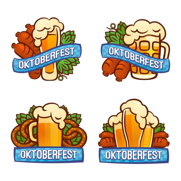 Oktoberfest logo set, cartoon style — Stock Vector