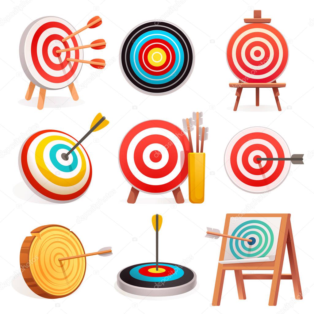 Target icon set, cartoon style