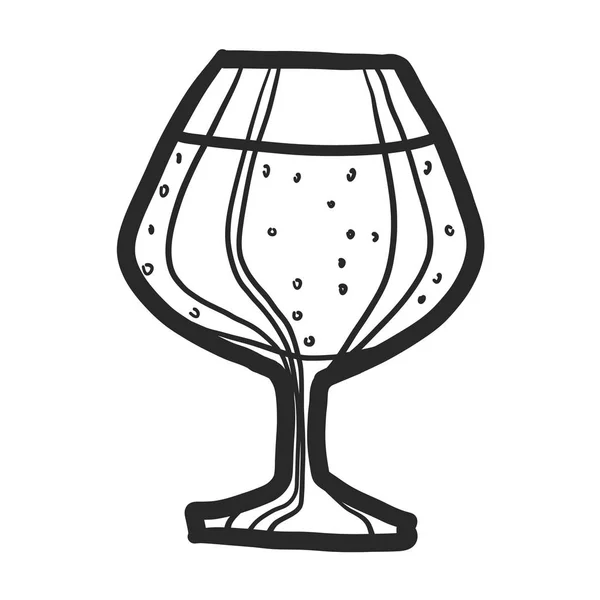Black beer glass icon, hand drawn style — Stock Vector