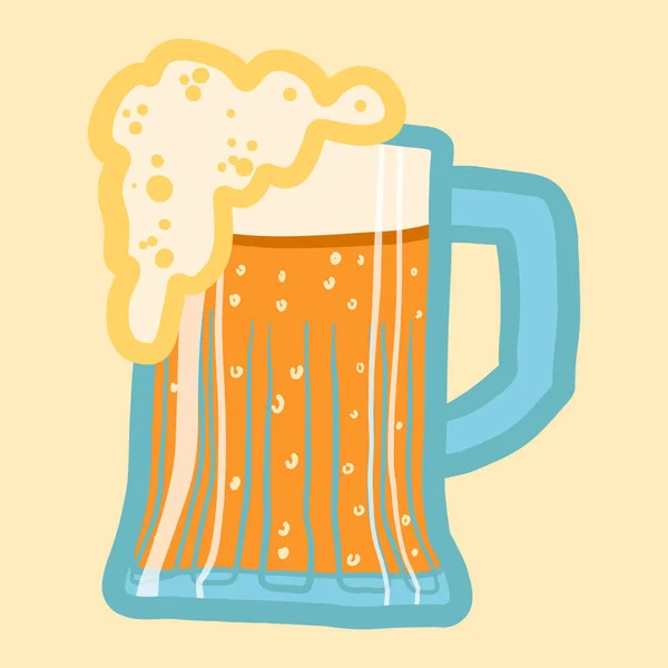 Beer mug icon, hand drawn style — Stock Vector