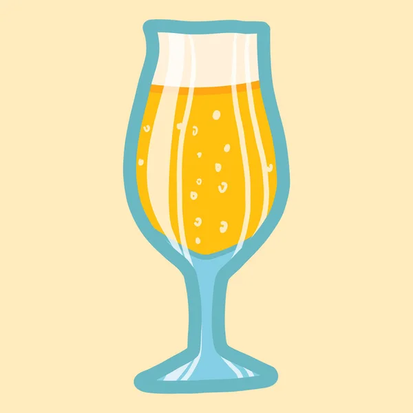 Pub glass beer icon, hand drawn style — Stock Vector