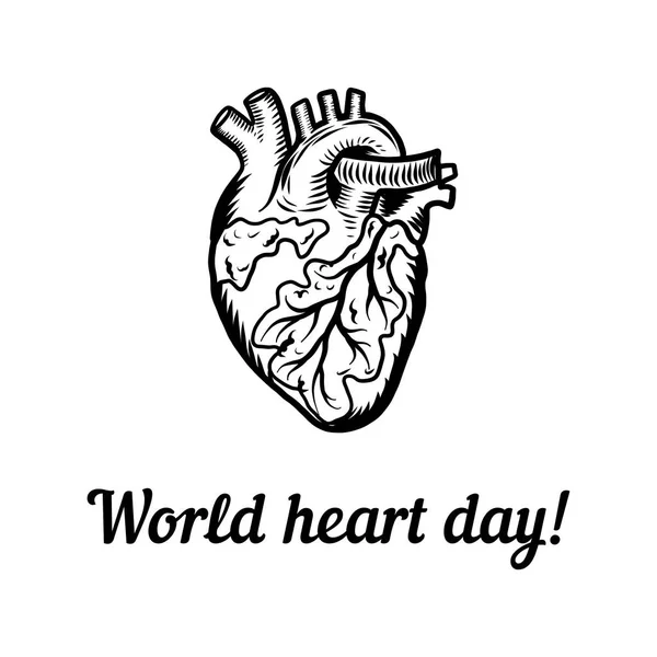 Mezinárodní zdraví srdce den koncepce pozadí, ručně kreslenou styl — Stockový vektor