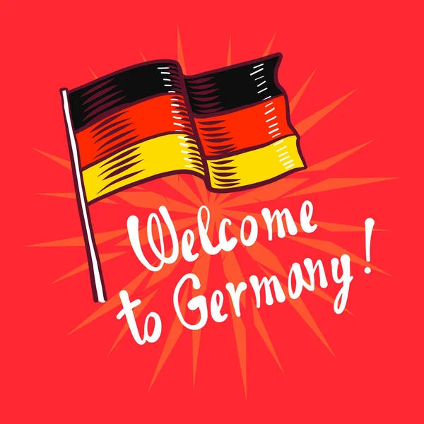 Bienvenido al fondo del concepto de Alemania, estilo dibujado a mano — Archivo Imágenes Vectoriales
