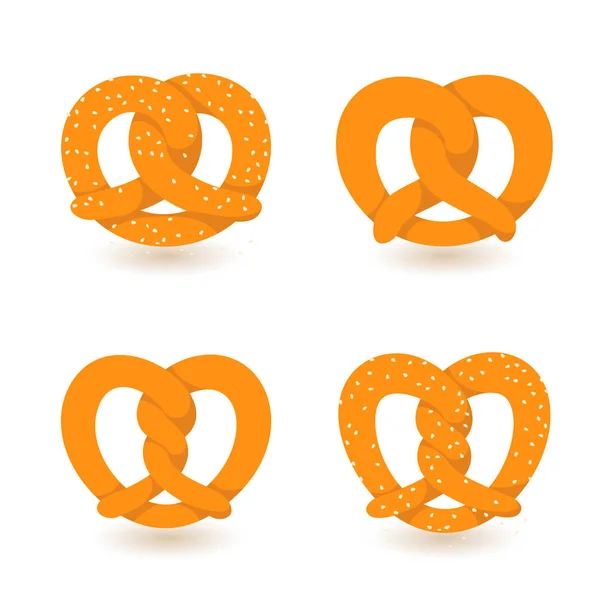 Conjunto de ícones Pretzel, estilo plano — Vetor de Stock