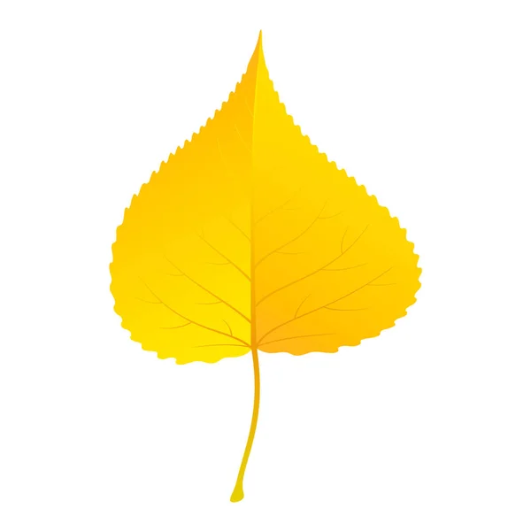 Желтая икона листа березы, плоский стиль — стоковый вектор