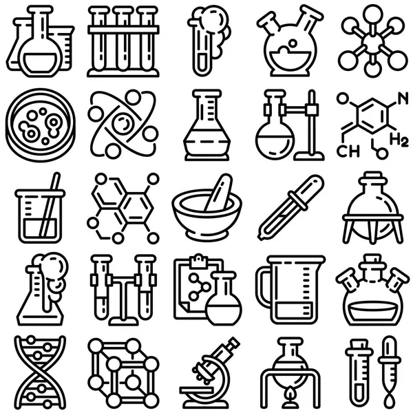 Набор значков химии, стиль контура — стоковый вектор