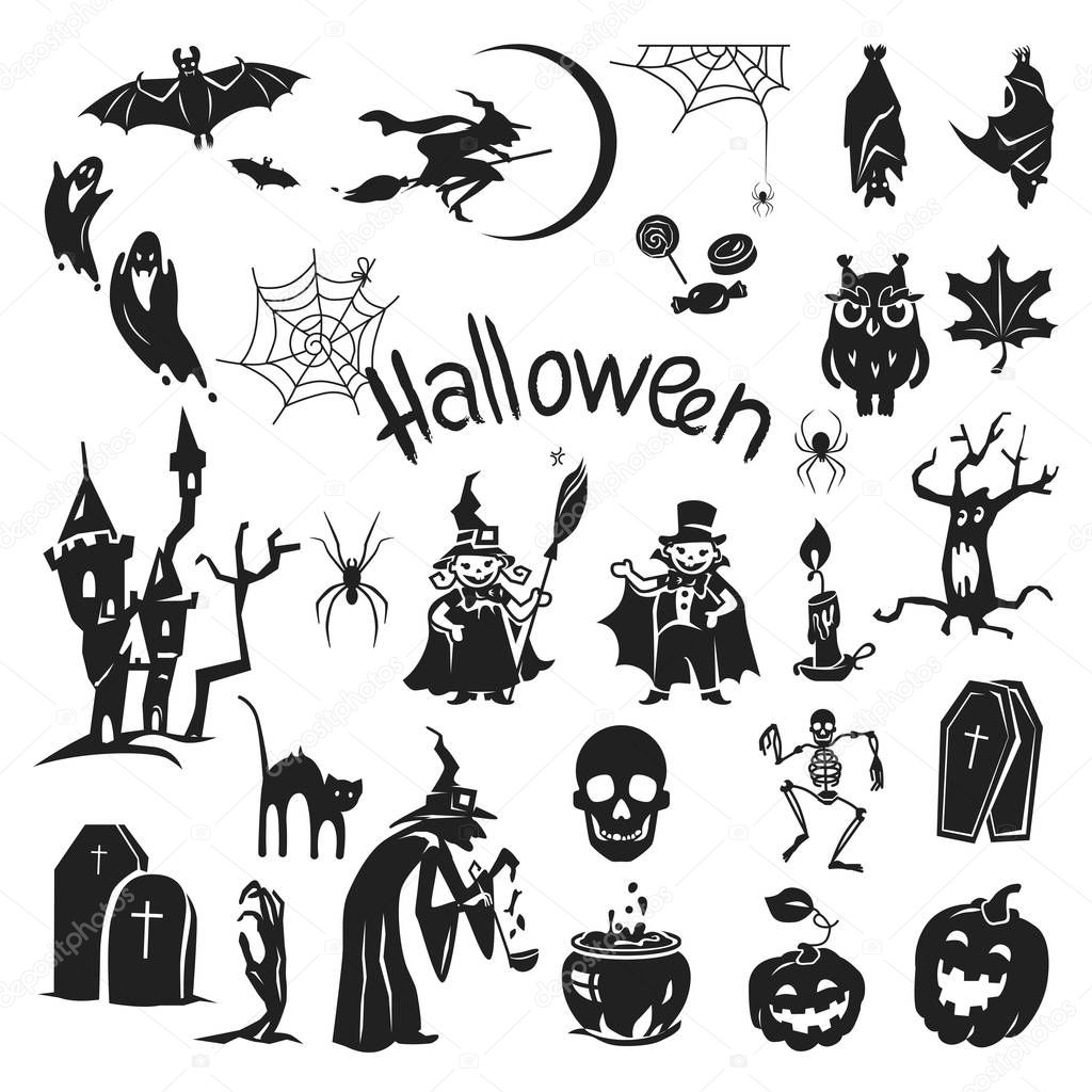 Halloween icon set, simple style