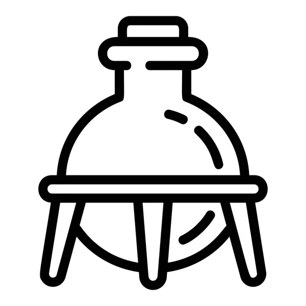 Glas chemie kolf pictogram, Kaderstijl — Stockvector