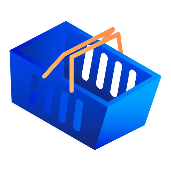 Blauwe winkelmandje pictogram, isometrische stijl — Stockvector