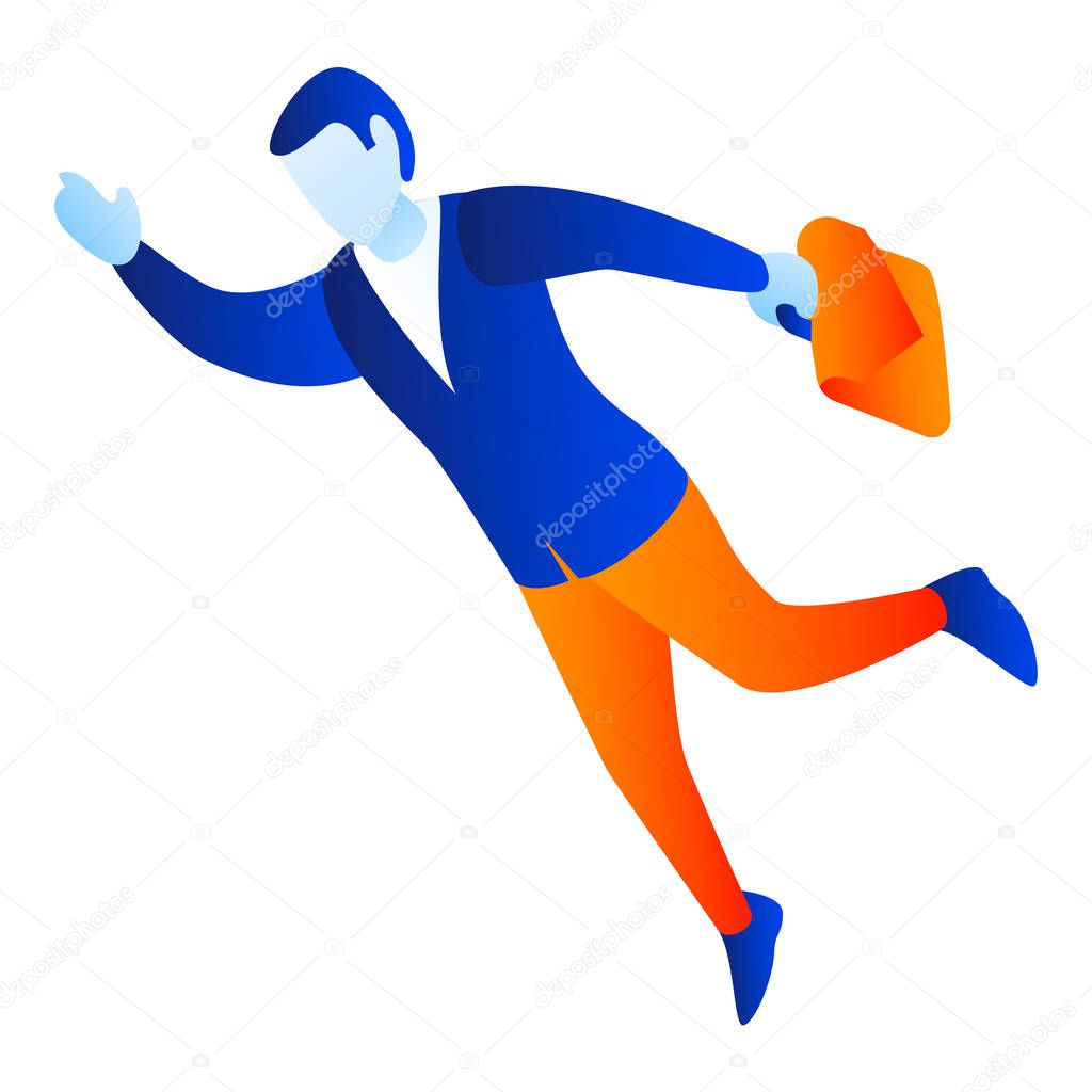 Man fly to work icon, isometric style