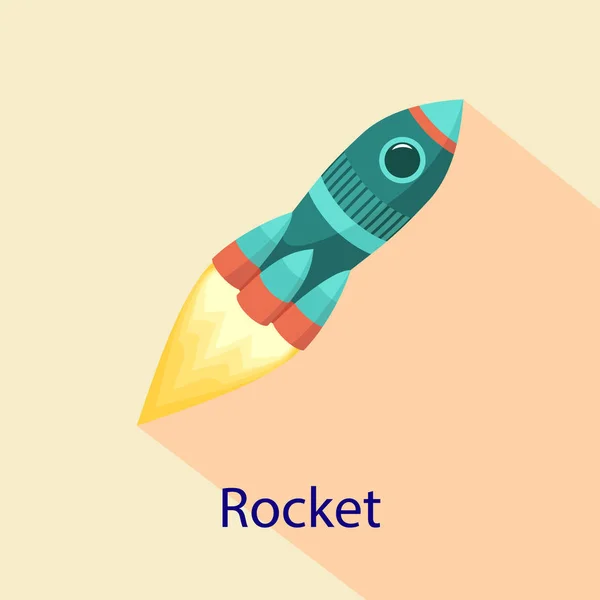 Rocket icon, flat style — Stock Vector
