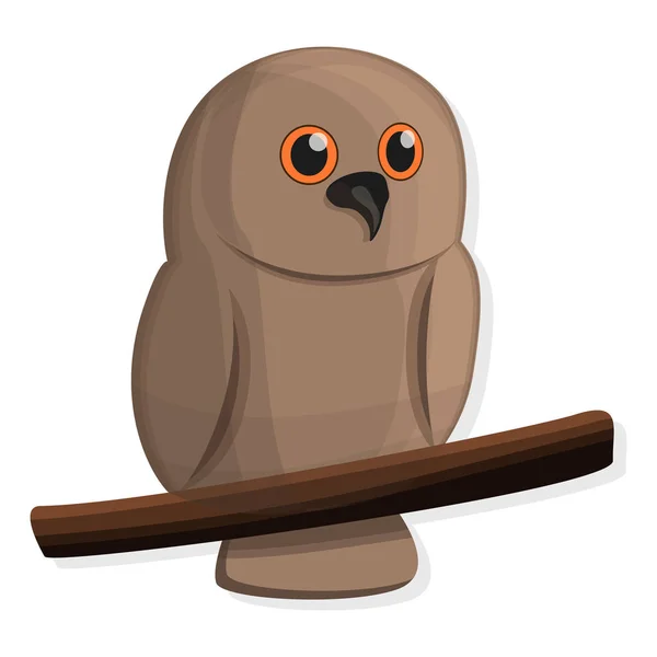 Brown owl icon, cartoon style — Stock Vector