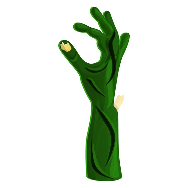 Ícone de mão zumbi verde, estilo dos desenhos animados — Vetor de Stock