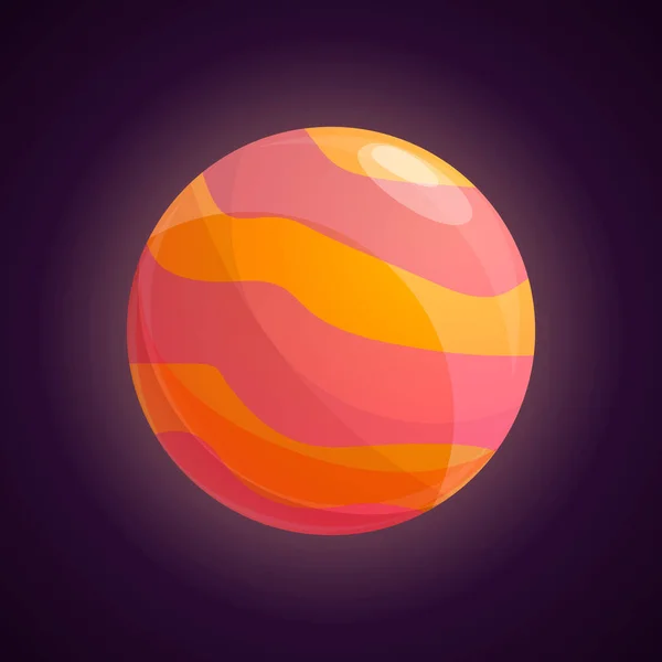 Röd gul planet ikon, tecknad stil — Stock vektor