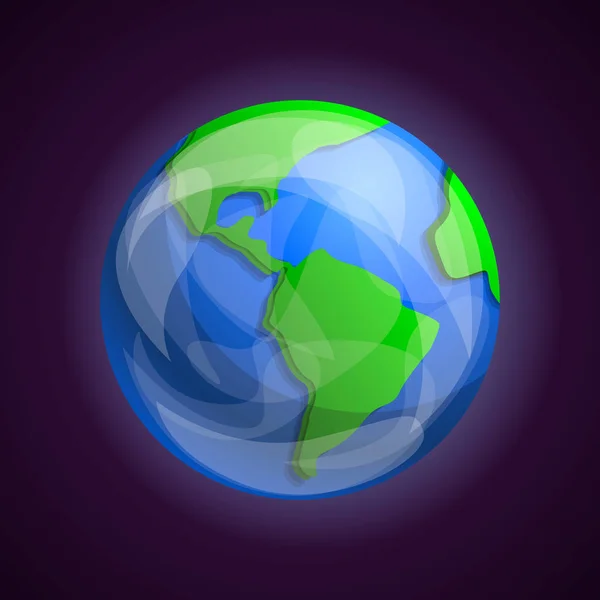 Иконка планеты Земля, стиль мультфильма — стоковый вектор