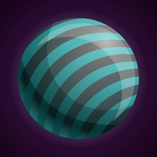 Kosmiska randig planet ikon, tecknad stil — Stock vektor