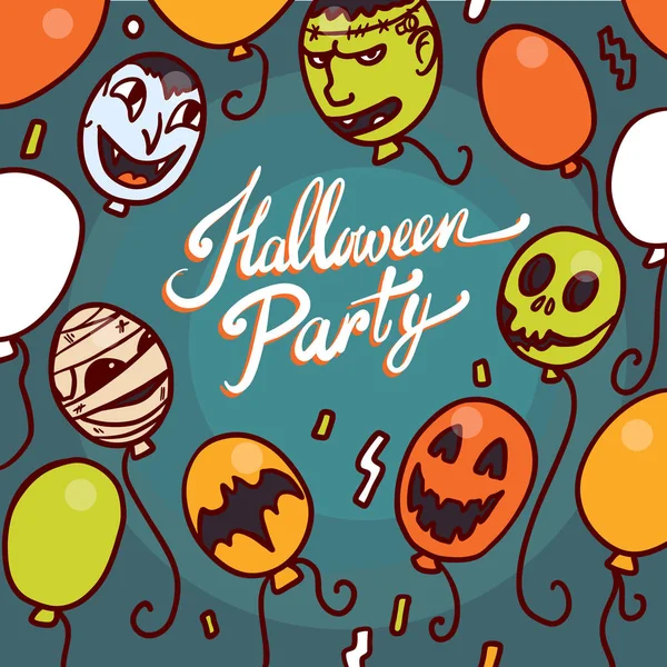 Halloween fiesta concepto fondo, estilo dibujado a mano — Archivo Imágenes Vectoriales