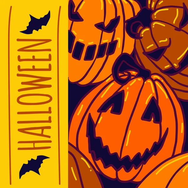 Fondo concepto de calabaza de Halloween, estilo dibujado a mano — Archivo Imágenes Vectoriales