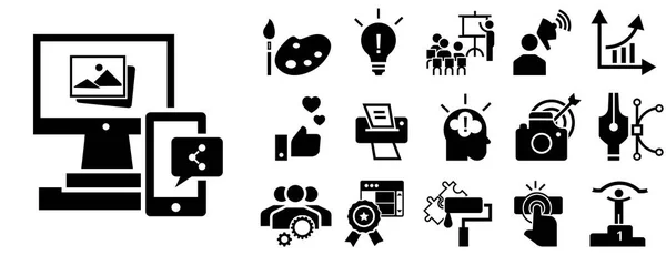 Ensemble d'icônes de marque, style simple — Image vectorielle
