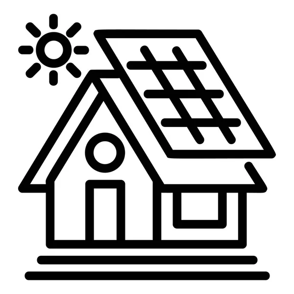 Eco house icon, outline style — Stock Vector