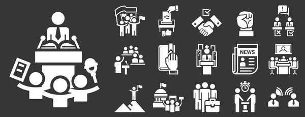 Conjunto de ícones de reunião política, estilo simples —  Vetores de Stock