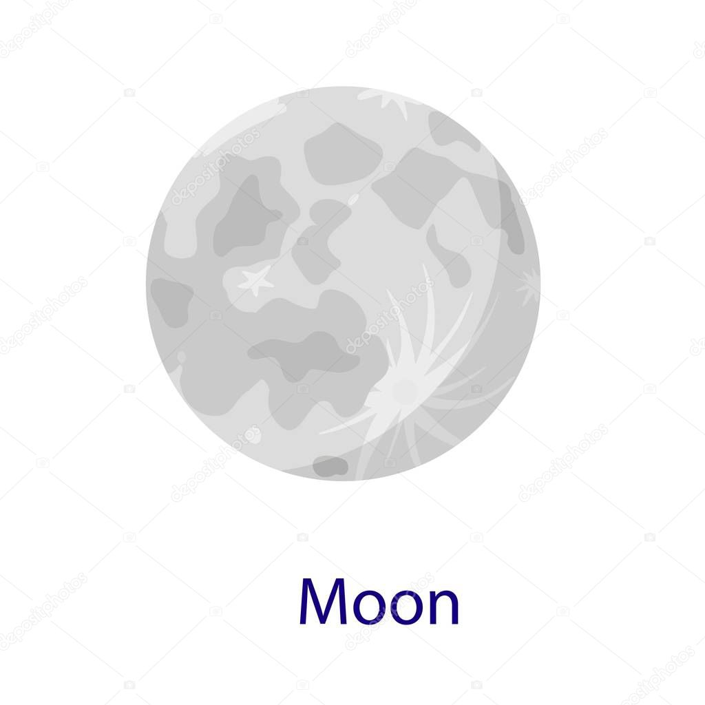 Moon space icon, flat style