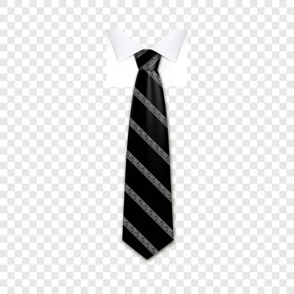 Ícone de gravata listrado preto, estilo realista — Vetor de Stock