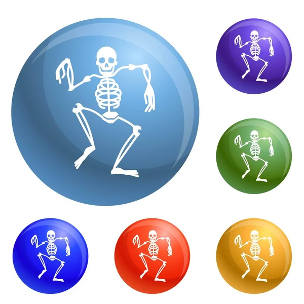 Esqueleto de baile iconos conjunto vector — Vector de stock