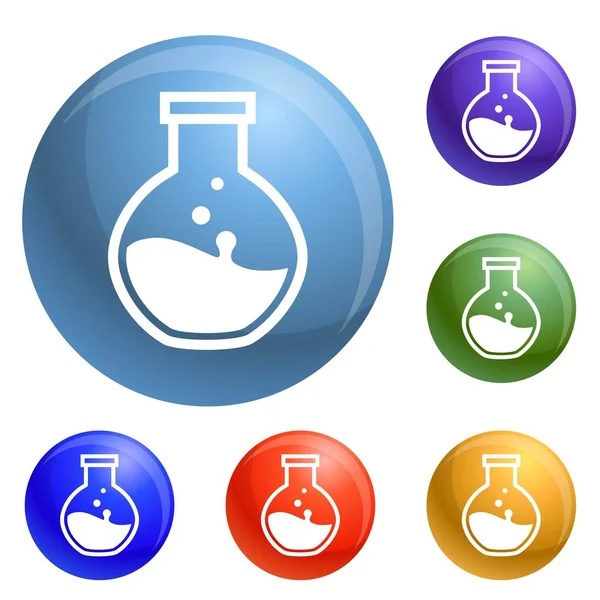 Ícones redondos frasco conjunto vetor —  Vetores de Stock