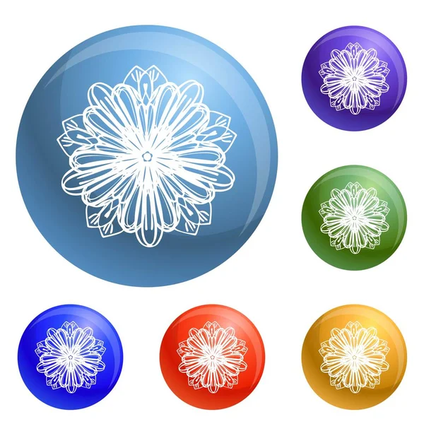 Iconos de flores Set vector — Vector de stock