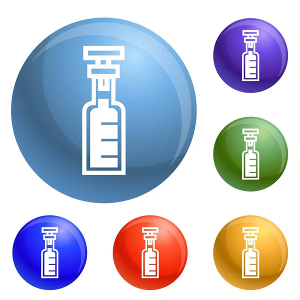 Ícones de garrafa de vidro químico conjunto vetor — Vetor de Stock