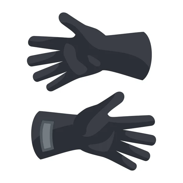 Negro proteger guantes icono, estilo plano — Vector de stock