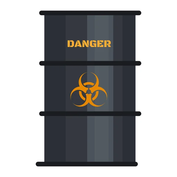 Icono de barril negro de riesgo biológico, estilo plano — Vector de stock