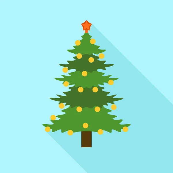 Xmas fir tree pictogram, vlakke stijl — Stockvector