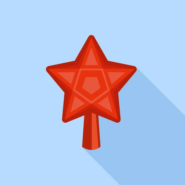 Estrella roja abeto icono del árbol, de estilo plano — Vector de stock