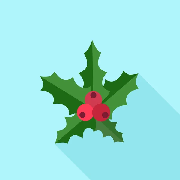 Kerstmis rood berry pictogram, vlakke stijl — Stockvector