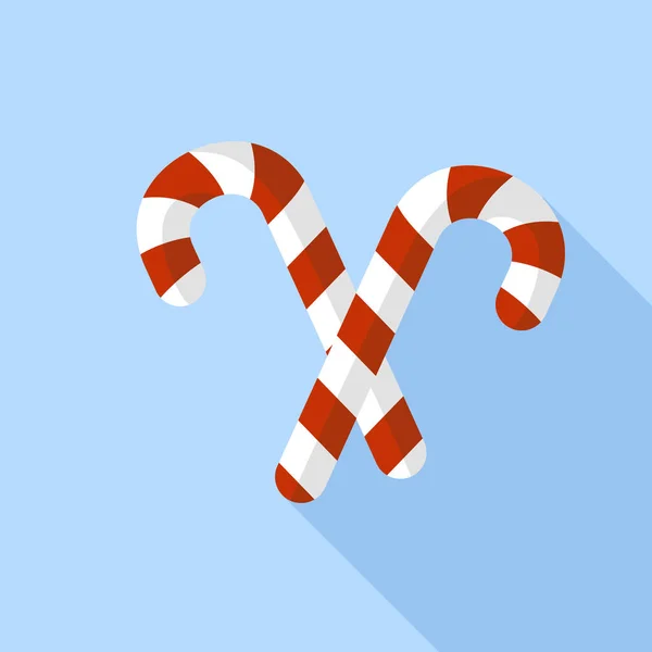 Xmas snoep stick pictogram, vlakke stijl — Stockvector