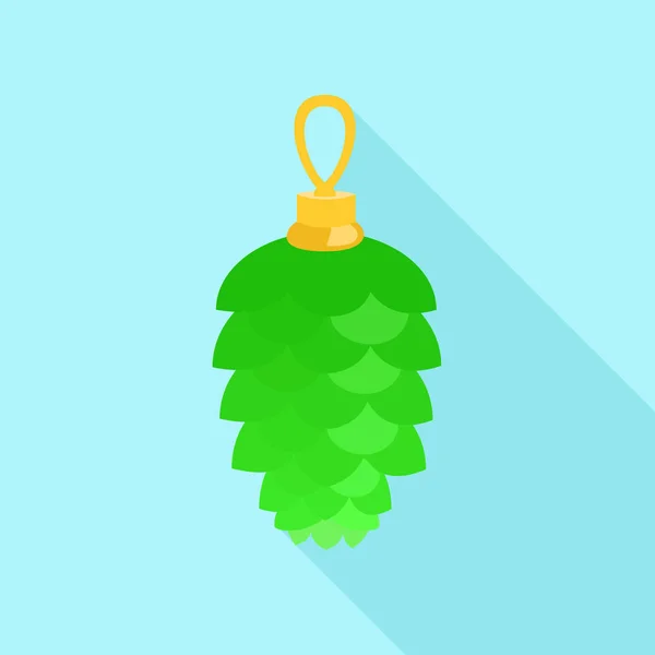 Groen speelgoed fir tree pictogram, vlakke stijl — Stockvector