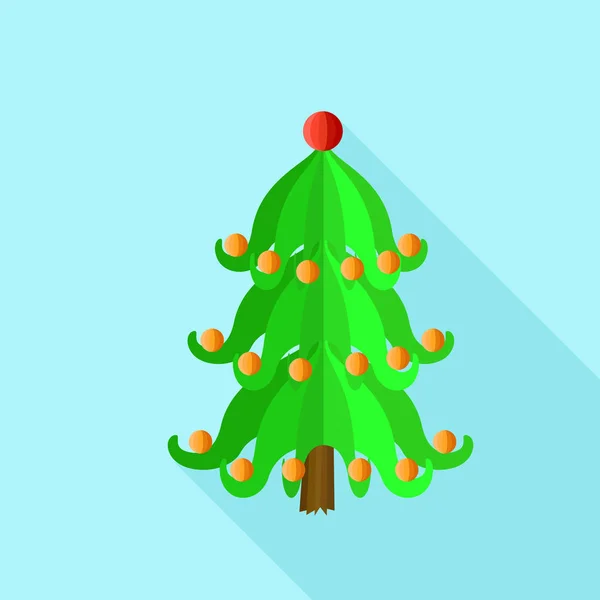 Feestelijke kerst boom pictogram, vlakke stijl — Stockvector